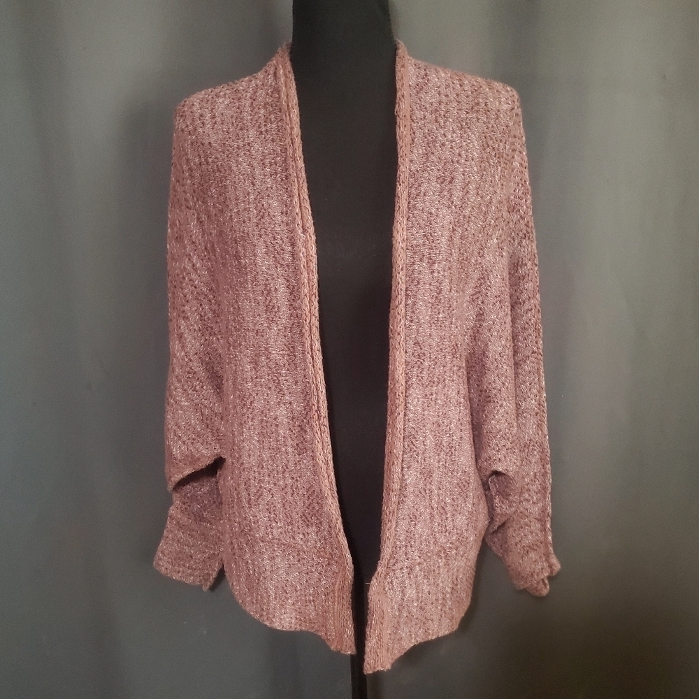 Free People Women's Mauve Purple Open-Front Knit Cardigan Sweater Size XS